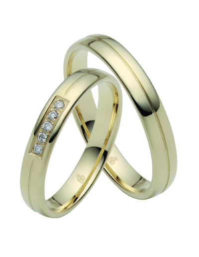 Klassische Ringe - Gelbgold, Mittelfuge, Damen-Ring mit schmalen horizontalen Besatz